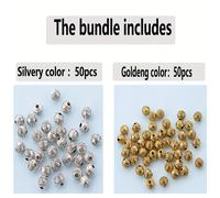 TEMU 100pcs/50pcs Cuentas Espaciadoras con de Flores y Agujero Grande de 6mm, Cuentas Redondas Sueltas Decorativas para Hacer Collares, Pulseras, Llaveros, Accesorios de Manualidades y Joyería DIY