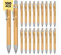 TEMU 100pcs Bolígrafos de Bambú Personalizados con Pluma Estilográfica y Lápiz Tallados para Libro de Invitados, Regalos de Fiesta de Rurales