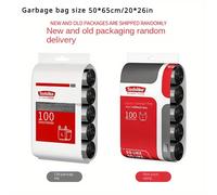 TEMU 100pcs Bolsas de Basura Negras Extra Gruesas con - A Prueba de Fugas, Bolsas de Basura Plegables para Limpieza de Cocina, Baño y