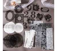 TEMU 100pcs/box Material de encaje de varios materiales Papel decorativo Material de papel para hacer tarjetas DIY Scrapbooking Craft Paper Para Planner Journaling, Junk Journal, DIY Crafts