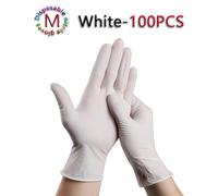 TEMU 100pcs Guantes Desechables de Nitrilo Blancos - Sin Látex, Duraderos para Cocina, Preparación de Alimentos, Limpieza, Tinte para el Cabello y Manualidades DIY