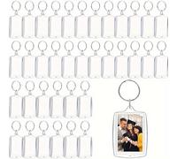 TEMU 100pcs Llaveros de de Foto Acrílico Transparente, Inserciones de Imagen para Anillos de Llaves DIY, Formas Surtidas - Rectángulo, , , Cuadrado, - Ideal para Regalos y Artesanías