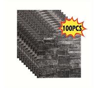 TEMU /100pcs Papel pintado ladrillo de 3mm de grosor, paquete multipieza, moderno y minimalista, corte libre para sofá, TV, cabecero, , resistente y al aceite, decoración interior para el hogar