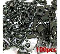 TEMU 100pcs Tornillos de Abrazadera en U Cheshjong para Reparación de Coches - Clips Metálicos Duraderos para Guardabarros e Parachoques, Tuercas Autoperforantes para Automotriz
