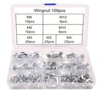 TEMU 100piezas/45piezas Tuerca de exterior pulida de acero inoxidable, DIN315M3 M4 M5 M6 M8 M10, izquierda, completamente roscada, 8.8, de accionamiento de , galvanizado, para apriete manual