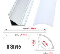 TEMU 10pcs 30cm/50cm Canal de aluminio para tira de luz LED con soporte y clips de montaje - Estilo U/V/YW (con tira de luz) - para iluminación de armarios, lámparas y coches