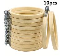 TEMU 10pcs 4 pulgadas redondas aros de bordado de bambú aros de aro de punto de cruz para manualidades costura