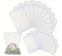 TEMU 10pcs Bolsas de Malla Reutilizables para Filtro de Acuario con Cremallera - Bolsas Blancas para Activado, Anillos de Cerámica y Más - Perfectas para Sistemas de Filtración de Acuarios