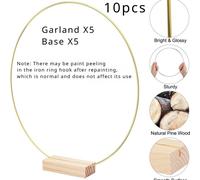 TEMU 10pcs de Mesa de Aro Floral de Metal Dorado con Soportes de Madera - Anillos de Corona DIY para Decoraciones de Boda, y , Madera Fabricada, No Necesita Electricidad