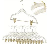 TEMU 10pcs Perchas Transparentes con Clips Perchas de Acrílico con Perchas de Plástico para Faldas y Pantalones con Muescas Antideslizantes Clips Ajustables Percha para Ropa Faldas Pantalones Jeans
