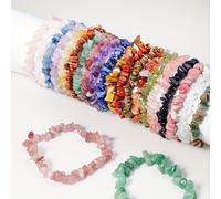 TEMU 10pcs Pulsera de Piedra Natural de Ágata Irregular para Mujeres, Cadena de de Cristal Rosa para Hacer Joyería DIY