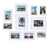 TEMU 10piezas Conjunto de marcos de fotos para decoración de pared de collage, adecuado para colgar en la pared o exhibir en una mesa, varios tamaños como 8X10, 5X7 y 4X6 marcos familiares.