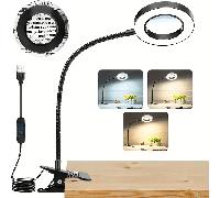 TEMU 10X Lupa con Luz y Pinza, Lámpara de Escritorio Magnificadora de 5 Pulgadas con Soporte, Cuello Flexible, 5 de Iluminación para Manualidades, Pintura y Trabajo Detallado, Ajuste Libre