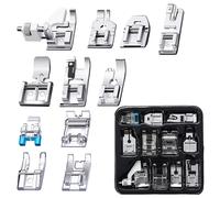TEMU 11/12 piezas de prensatelas para máquina de coser con estuche de almacenamiento para máquinas de coser de vástago Brother Singer Kenmore