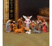 TEMU 11 Piezas de Clásica y Realista - Estatuas a Tamaño Natural del de Jesús con , Pastores, Ángeles y Burro - Figuras Religiosas de Resina para Decoración Navideña