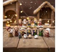 TEMU 11 Piezas de Figuras de Resina para Navideño, con , Niño Jesús y Pastores de , Decoración Festiva para Mesa, Sala, Escritorio o Chimenea, Regalo de Navidad y Figuras Coleccionables Conmemorativas