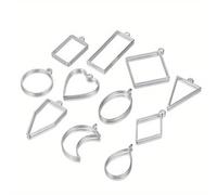 TEMU 11 piezas/paquete molde de geométrico hueco, bandeja para colgantes y accesorios DIY para hacer joyería