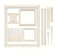 TEMU 11 piezas/set Kit de de madera para tejer Herramientas de tejeduría con de madera de tejeduría aguja de tejeduría y peine de tejeduría para tapicería tejida manualidades de costura Almacenamiento