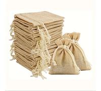 TEMU 110pcs Bolsas de Regalo de Lino Beige, Bolsas Pequeñas de Arpillera Reutilizables para Joyería con Cordón de Nylon Seguro para , Fiestas, Día de San Valentín, Navidad - 2.75x3.54 Pulgadas