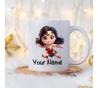 TEMU 11oz Taza de Superhéroe, Personalizada con y Estampado de Wonder Woman en Cerámica para Café, Adecuada para Leche, Café, Batidos y Bebidas, para , Navidad y al Colegio