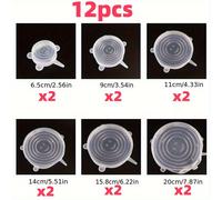 TEMU 12/18 piezas de elástica para cuencos, hermético en refrigerador y microondas con empaque plástico flexible, accesorios ideales para la conservación de alimentos frescos como frutas o verduras