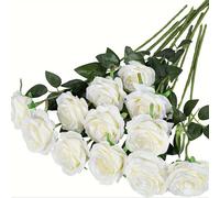 TEMU 12/24pcs Realistas para Halloween, Flores Falsas Blancas de Real para , Rosas para Compromisos, Decoración para Hogar y Oficina en Navidad, San Valentín, Día de la y Más