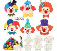 TEMU 12 Adornos de de Madera para Carnaval | Set de Manualidades de Madera sin Acabado para Decoración de Pared y Puerta, Ideal para Fiestas Temáticas de Carnaval y , Decoraciones Colgantes