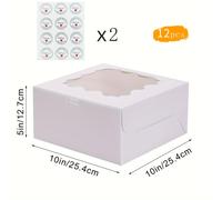 TEMU 12 cajas de pastelería vasca con ventana 25x25x13 cm para tartas, galletas, postres, cupcakes, fiestas de , y San Valentín