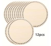TEMU 12 Cestas de Tejido de Madera con Base Redonda Pre-Perforada, Ideales para Manualidades y Cestas de Almacenamiento Hechas a
