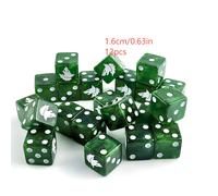 TEMU 12 dados D6 de 16 mm con cabeza de lobo verde | Dados redondos de resina para juegos y de - regalo para