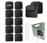 TEMU 12 Etiquetas Reutilizables de Pizarra con Clip, Etiquetas Desmontables para Cajas de Almacenamiento, Ideales para Armarios y Organización del Hogar con 2 Marcadores