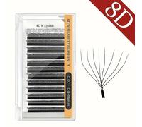 TEMU 12 Filas Pestañas 8D W 0.07 C/D 8-15mm Extensiones de Pestañas Prehechas Estilo W Natural Pestañas Falsas de Visón Individuales Set de Pestañas Falsas & 8D Abrir en