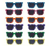 TEMU 12 Gafas de Fiesta Pixeladas - Gafas de Plástico con Tema de , Artículos de Novedades para de Juegos, , , Festivales - Accesorios Versátiles para Fotomatón, Halloween y Navidad