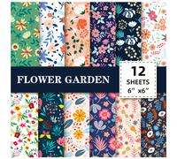 TEMU 12 hojas por paquete de papel con diseño floral y sencillo, 6In X 6In, para fondos de álbumes de recortes, papel base para recortes de papel y decoración para la elaboración de tarjetas.