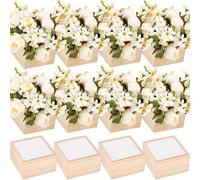 TEMU 12 Juegos de Cajas Cuadradas Rústicas de Madera con Bloques de Espuma 4" x 4" x 2.3" Contenedor Pequeño Sin Acabar para Arreglo Floral, Decoración del Hogar, de Mesa, Fiesta, Manualidades