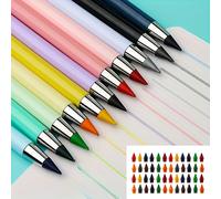 TEMU 12 Lápices + 48 Puntas de Lápiz, 60 piezas, Lápiz de 12 Colores que Nunca se Desgasta con Borrador - Lápiz Permanente para Escritura , Lápiz que Nunca se Afila y Decolora, Lápiz para para