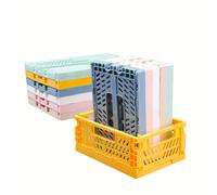 TEMU 12-Pack Cestas de Almacenamiento, Cajas Organizadoras de Plástico con Cierre de Clip, Papelera Plegable para Dormitorio, Aula, Decoración de Oficina - 5.8 x 3.8 x 2.2 Pulgadas