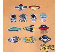TEMU 12 parches de costura bordados de punto de calidad con diseño de astronáutica y de dibujos animados - Parches de ropa de calidad tratados térmicamente - Perfectos para ropa, sombreros, mochilas,