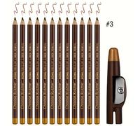 TEMU 12 Pcs Set de lápiz de cejas y delineador marrón , lápiz de cejas y delineador cosmético mate natural, lápiz de maquillaje resistente , lápiz de maquillaje profesional para mujeres