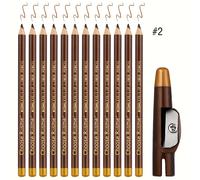 TEMU 12 Pcs Set de lápiz de cejas y delineador marrón , lápiz de cejas y delineador cosmético mate natural, lápiz de maquillaje resistente , lápiz de maquillaje profesional para mujeres