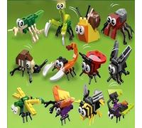 TEMU 12 piezas Bloques de construcción de insectos y animales pequeños, rompecabezas de desmontaje con bloqueo, compatible con Lego, pequeño, juguete de construcción