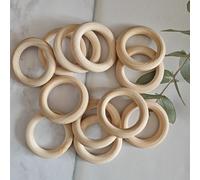 TEMU 12 Piezas de Anillos de Madera Natural para Manualidades, Accesorios Decorativos para Joyería de Colgante sin Acabar 4/5/6 cm