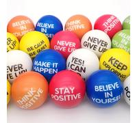 TEMU 12 piezas de bolas de esponja con eslóganes de 6.3 cm para motivación en , entrenamiento , formación de equipos, pequeños regalos interactivos, aleatorio para invierno