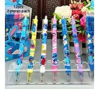 TEMU 12 Piezas de Bolígrafos Disney Stitch a Base de Agua, 0.5mm, Tipo Presión , Ideal para Uso Diario y Oficina, Regalo Oficial de