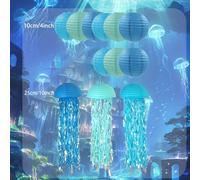 TEMU 12 Piezas de Farolillos Colgantes de Medusa, Kit de Decoración para Fiestas, Adornos Temáticos , Decoraciones para Fiesta de y con Medusas Colgantes