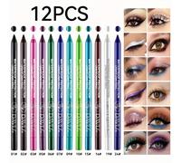 TEMU 12 piezas de juego de delineadores de ojos a prueba de agua con efectos brillantes, de ojos, delineador de ojos y resaltador en una .
