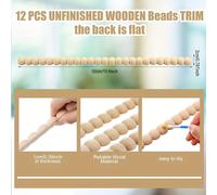 TEMU 12 piezas de moldura decorativa de madera con cuentas de 50 cm/19.6 pulgadas, media moldura de madera sin terminar, perlas 3D para paredes, gabinetes, estantes y puertas (20 mm) - DIY