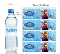 TEMU 12 piezas de pegatinas de botella de agua de Elsa y Olaf de Disney Frozen - Decoraciones de fiesta de tema de caricaturas reutilizables, Diseño de invierno para fiestas para adolescentes