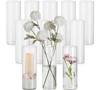 TEMU 12 Piezas de Pequeños Jarrones de Vidrio Cilíndricos, Portavelas Redondos Transparentes para Velas Flotantes o , Ideales para Decoración de Mesas en , Aniversarios y Fiestas (Solo los Jarrones)