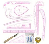 TEMU 12 Piezas Juego de Reglas Curvas Multifuncionales para Costura, Calibrador de Diseño de Ropa para de Patrones y Herramientas de Sastrería en Moda